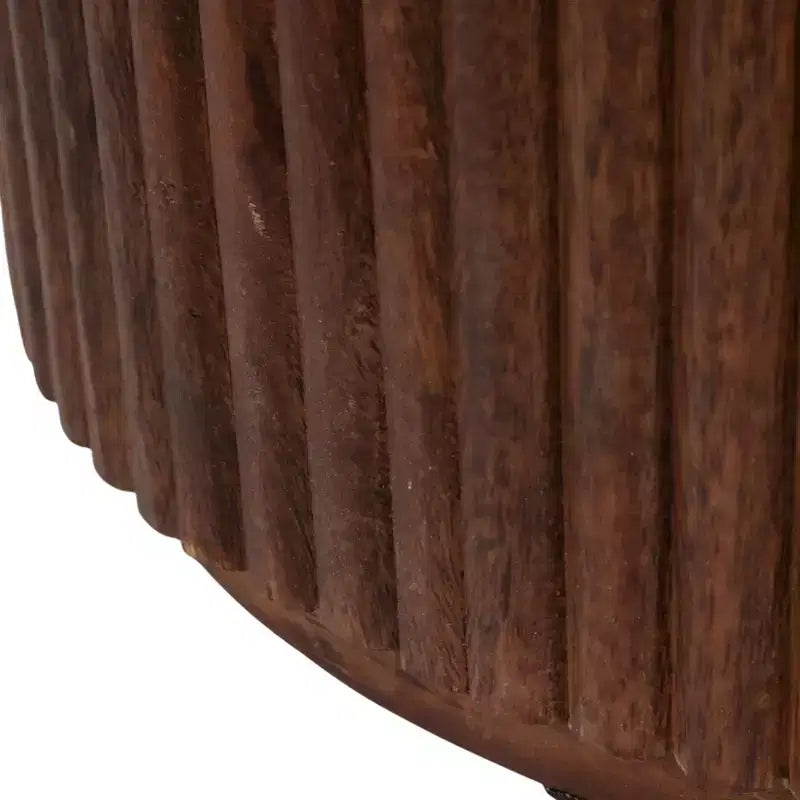 Table d'appoint décorative en bois avec plateau en marbre et rangement
