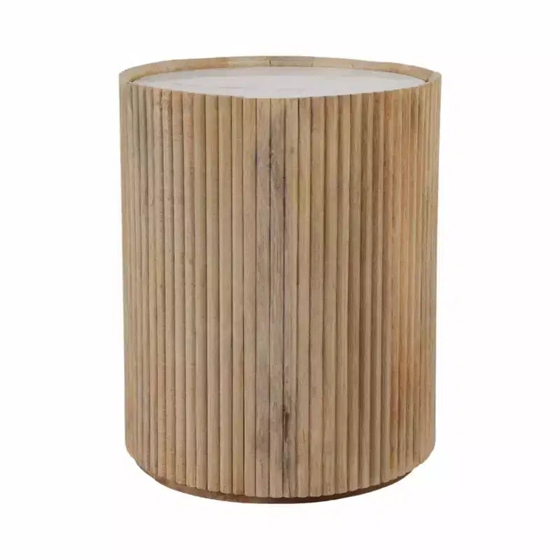 Table d'appoint décorative en bois avec plateau en marbre et rangement
