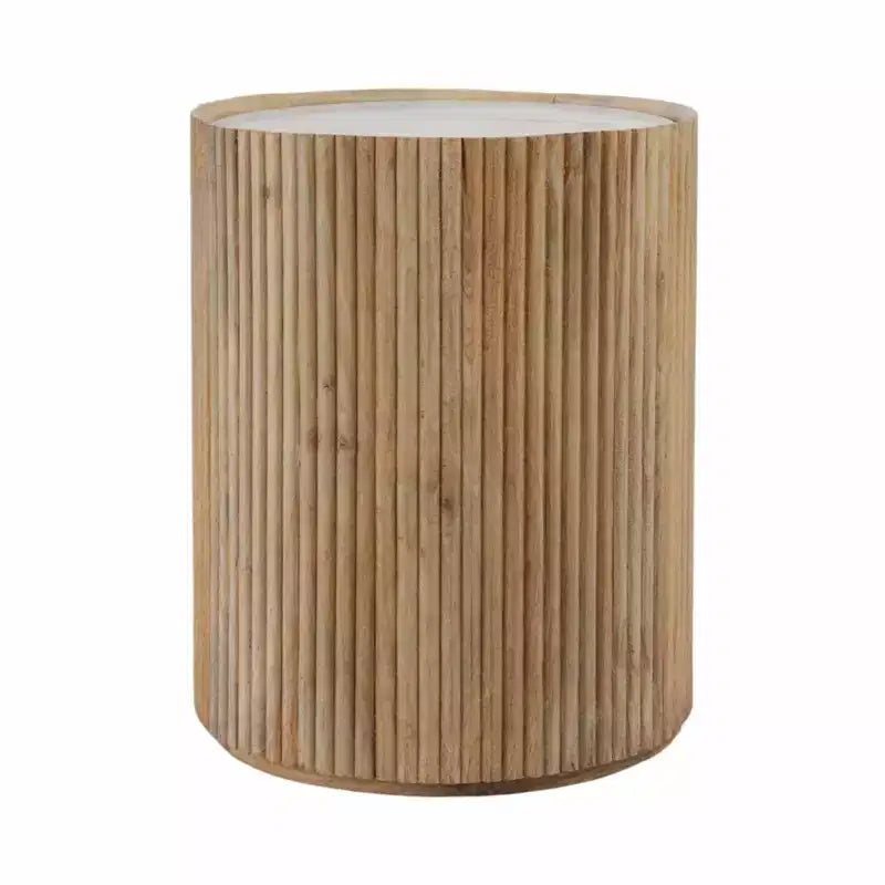 Table d'appoint décorative en bois avec plateau en marbre et rangement