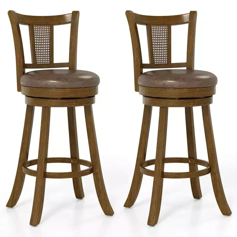 Costway Set of 2/4 Bar Stools 30 Swivel Bar Chairs with PE Rattan Backrest &amp; Footrest