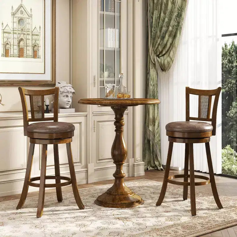 Tabourets de bar pivotants avec dossier en rotin