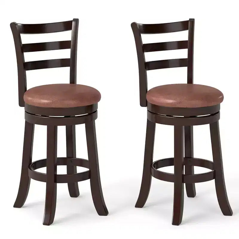 Costway 26 Counter Height Swivel Barstools Set of 2/4 with Back, Faux Leather Seat for Pub