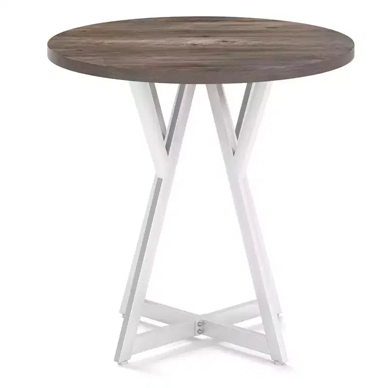 Table à manger ronde de 31,5 pouces pour 2-4 personnes - Plateau en bois épais, pied central en métal