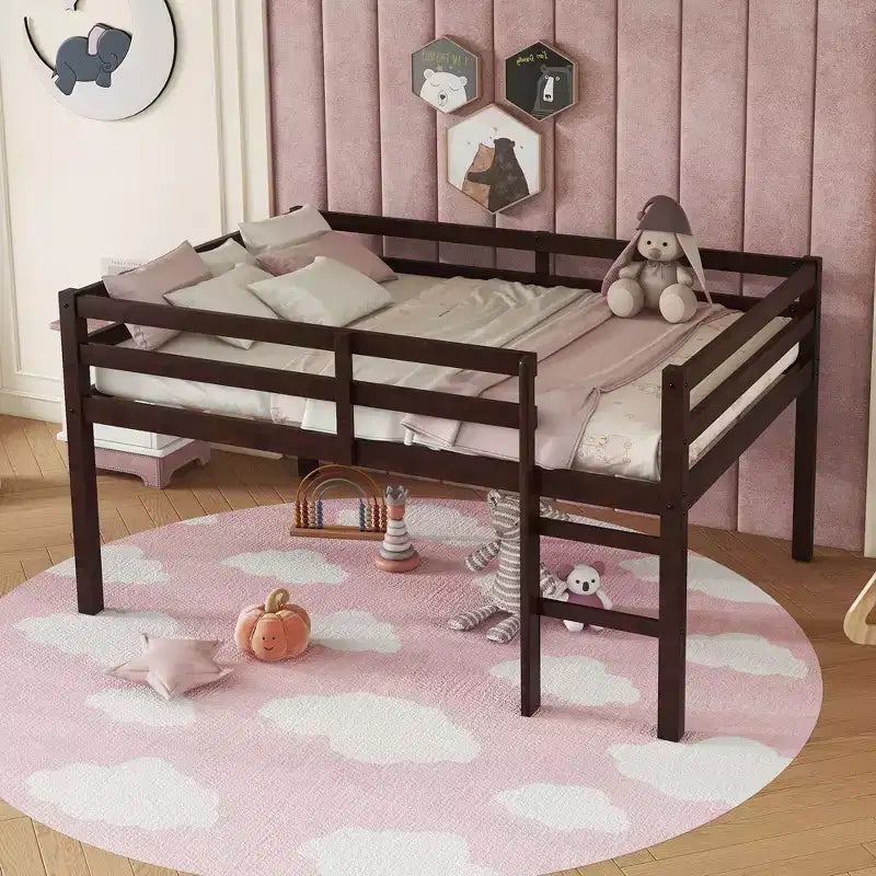 MAYEERTY Twin Bunk Bed Kid-Friendly Safety Rail Solid Pine Wood
