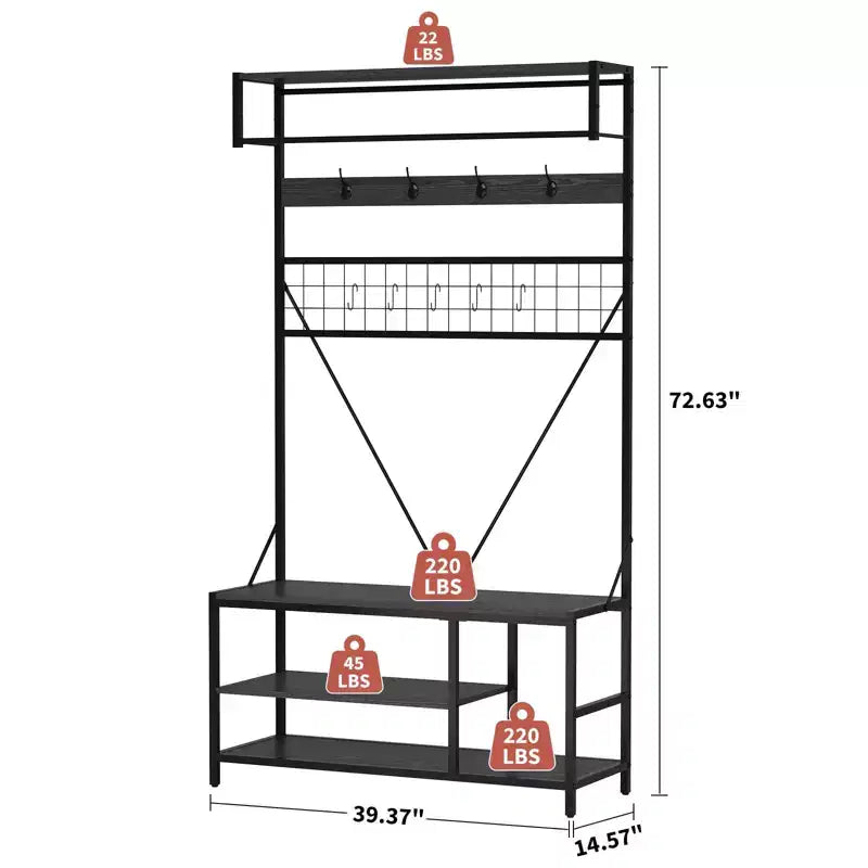 Portant à vêtements en métal autoportant, robuste et organisateur de garde-robe