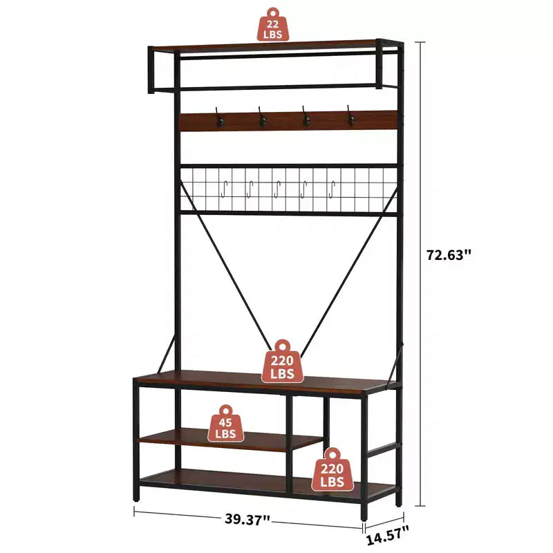 Portant à vêtements en métal autoportant, robuste et organisateur de garde-robe