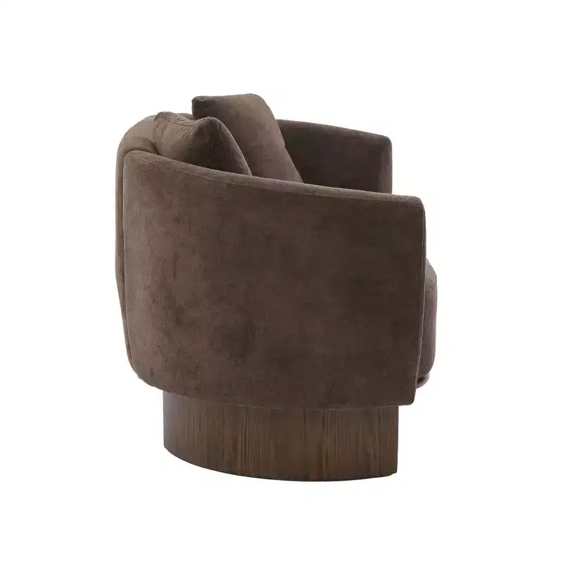Canapé moderne en bouclette avec base en bois et coussins