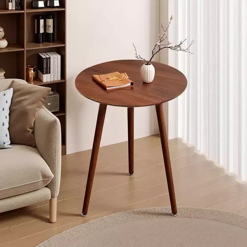 Table d'appoint ronde Mid-Century Modern, table de chevet en grain de bois avec pieds fuselés