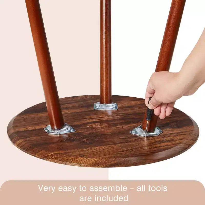 Table d'appoint ronde Mid-Century Modern, table de chevet en grain de bois avec pieds fuselés