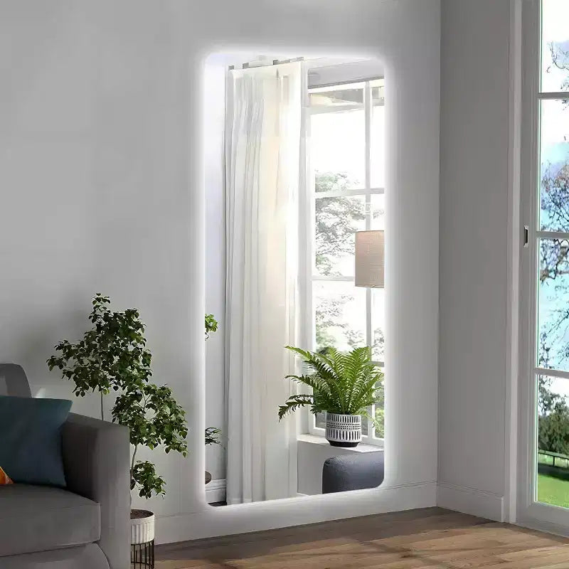 Miroir de courtoisie pleine longueur à LED avec lumières, 3 modes de couleur dimmables