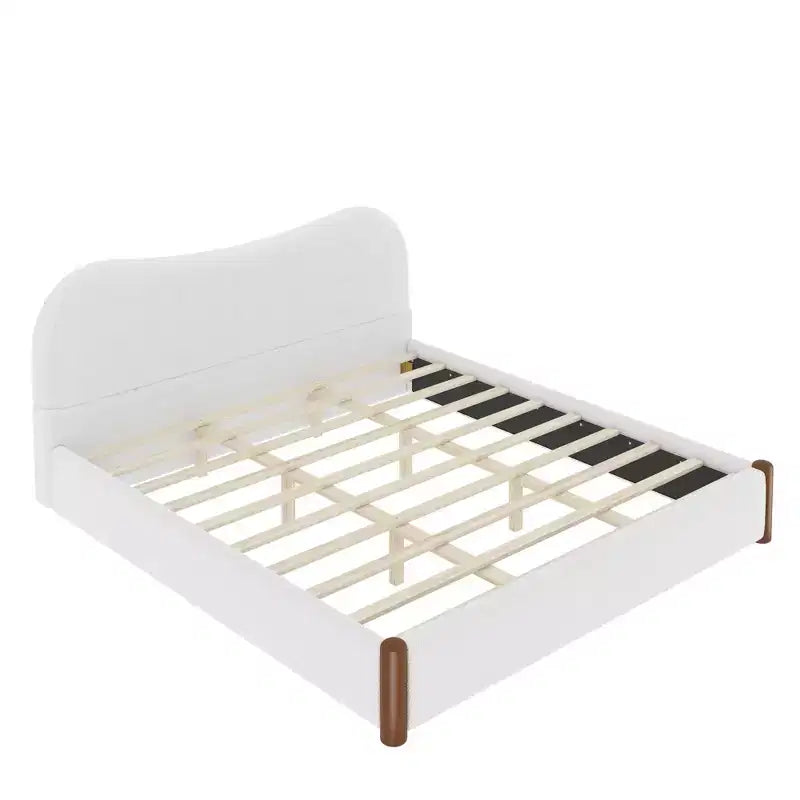 Lit plateforme rembourré avec support en bois