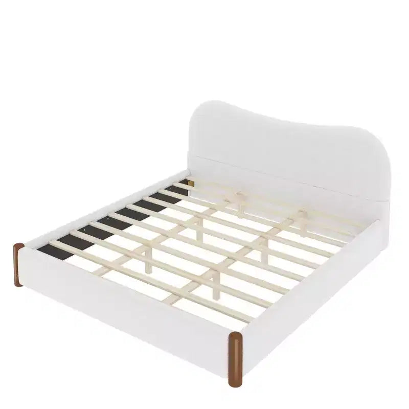 Lit plateforme rembourré avec support en bois