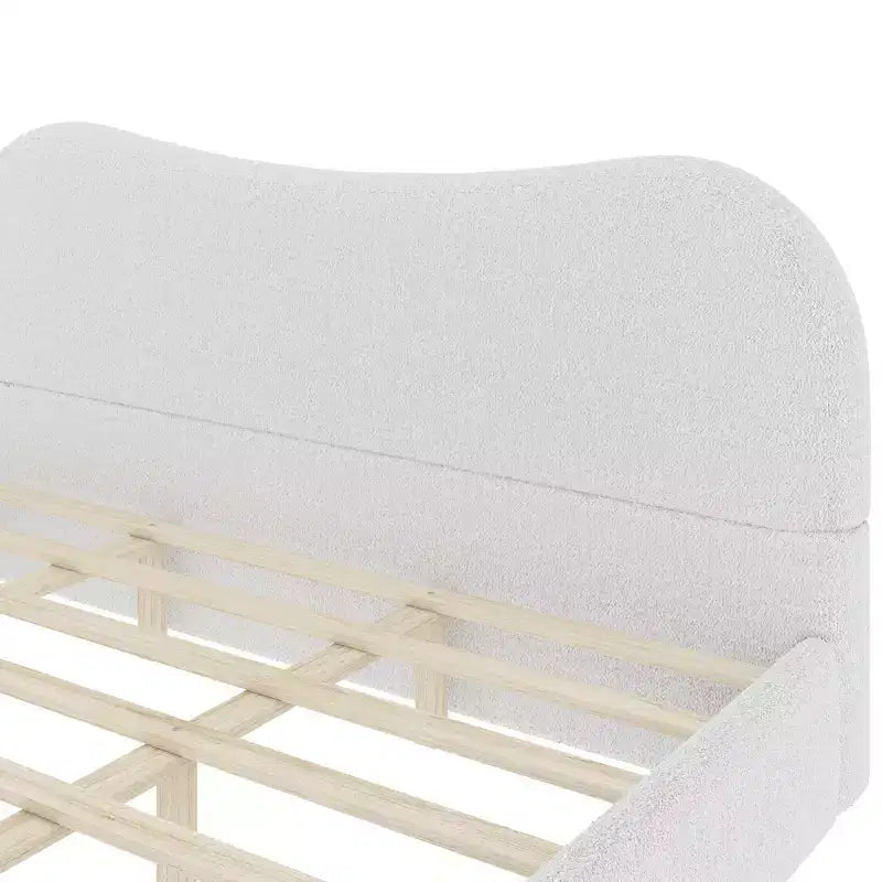 Lit plateforme rembourré avec support en bois
