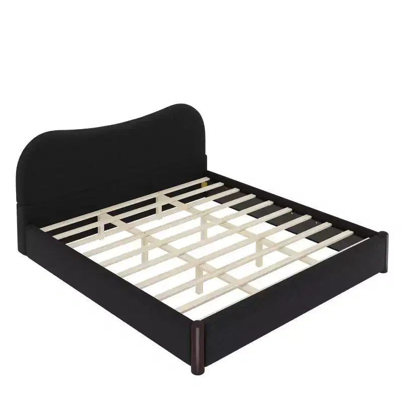 Lit plateforme rembourré avec support en bois