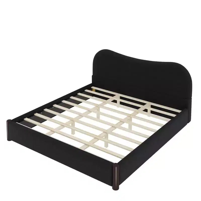 Lit plateforme rembourré avec support en bois