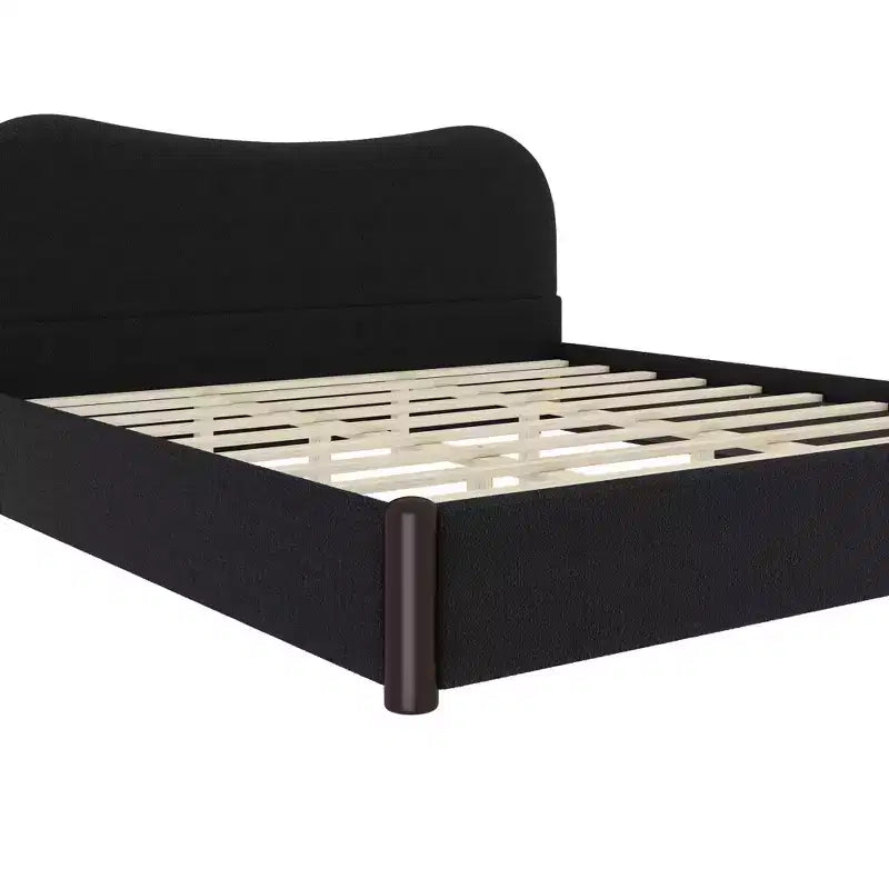 Lit plateforme rembourré avec support en bois