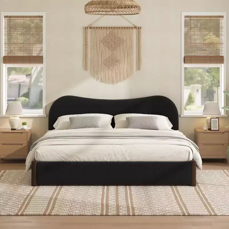GDFStudio Lopez Upholstered Platform Bed with Wood Supporting