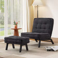 Bestier Accent Chair with Adjustable Backrest, Tufted Lounge Chair with Ottoman Set, Upholstered Reclining Chair for Reading Room
