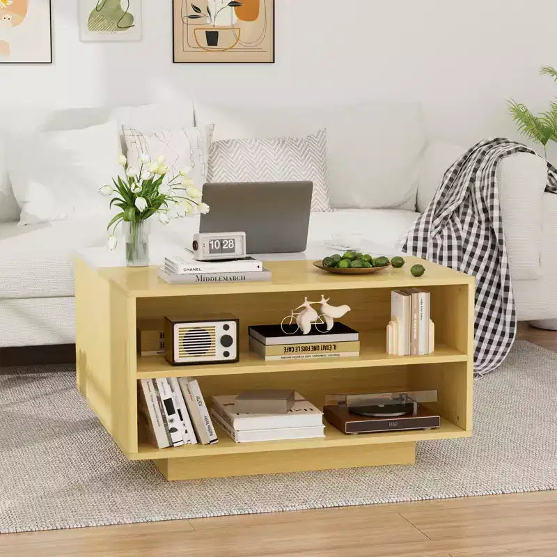 Table basse carrée moderne en bois avec plateau relevable de rangement pour salon