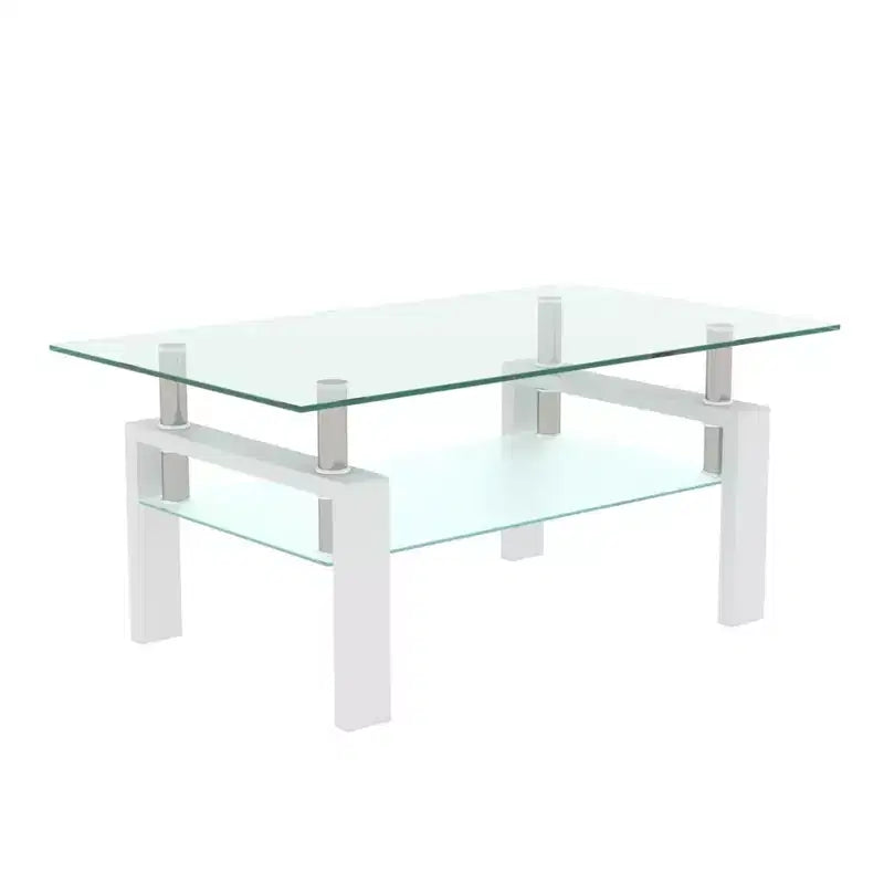 Table basse rectangulaire en verre, table basse transparente, tables basses d'appoint modernes