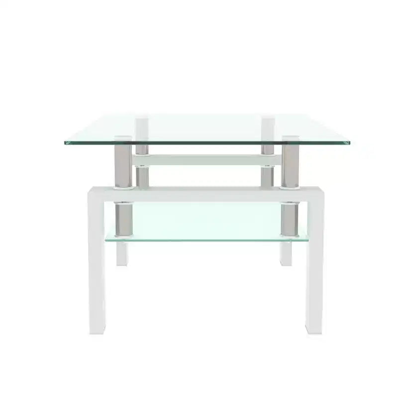 Table basse rectangulaire en verre, table basse transparente, tables basses d'appoint modernes
