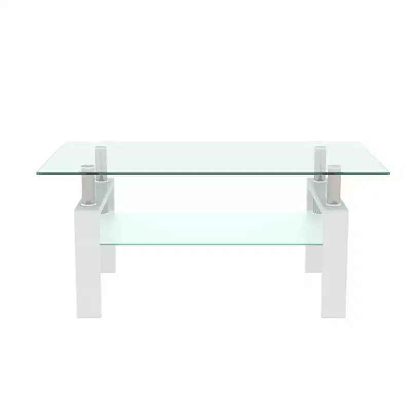 Table basse rectangulaire en verre, table basse transparente, tables basses d'appoint modernes