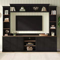 ModernLuxe 4-in-1 Farmhouse Entertainment Center Wall Unit, Fits TVs Up to 70, TV Stand Media Console w/ Adjustable Shelves &amp; Drawers