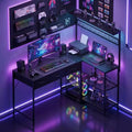 L Shaped Computer Desk with 3 Drawers, Reversible Corner Desk with Bookshelf &amp; 3-Tier Storage for Home Office