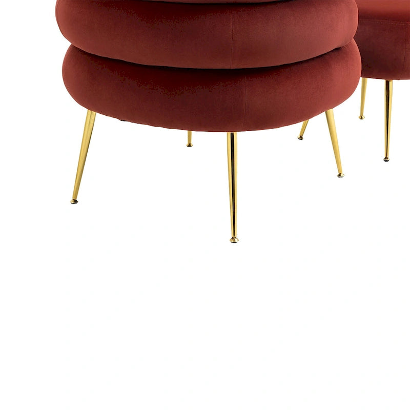 Wine Red Modern 29.1 Barrel Chair with Ottoman