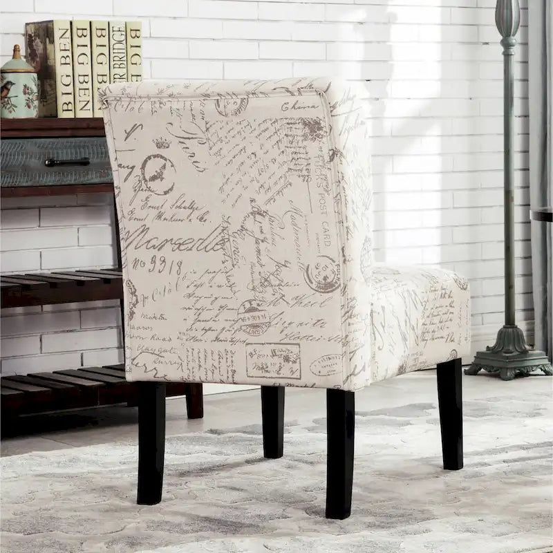 White 29.13 Upholstered Accent Chair with Wood Legs