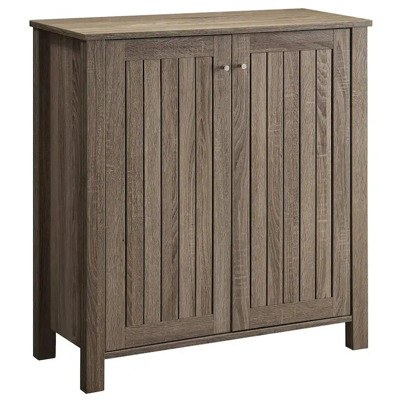 Narrow Shoe Cabinet, Industrial Shoe Storage Cabinet with 2 Flip Drawers, Adjustable Shelves, and Top Drawer