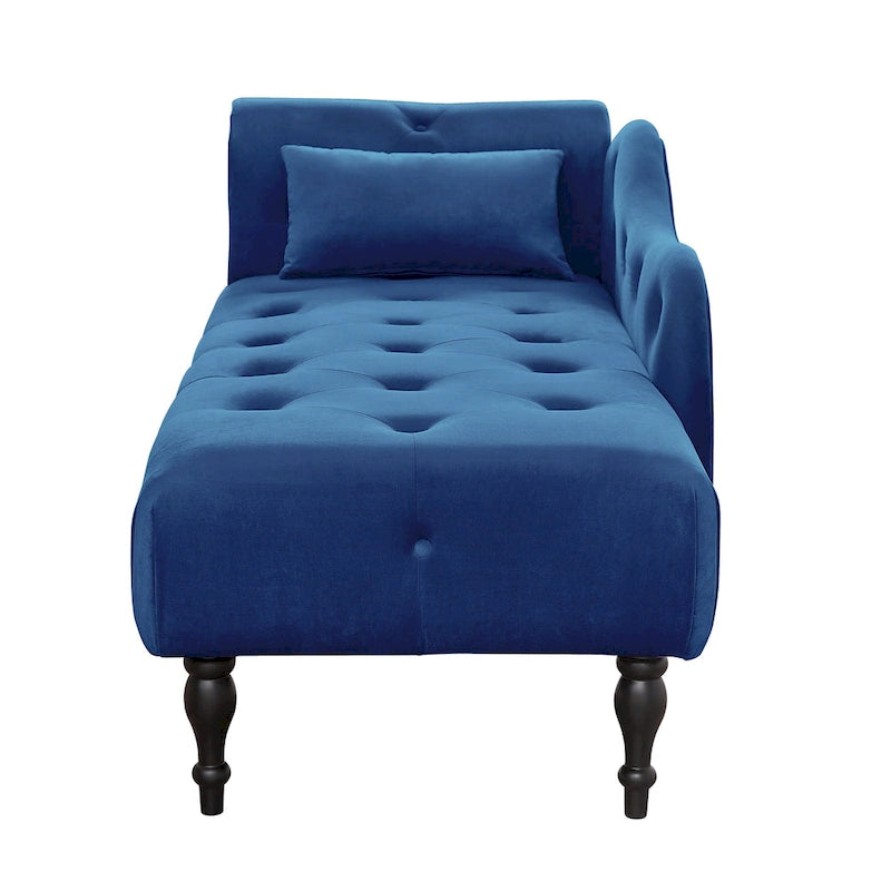 60.6 Velvet Upholstered Button Tufted Chaise Lounge Chair with Nailheads