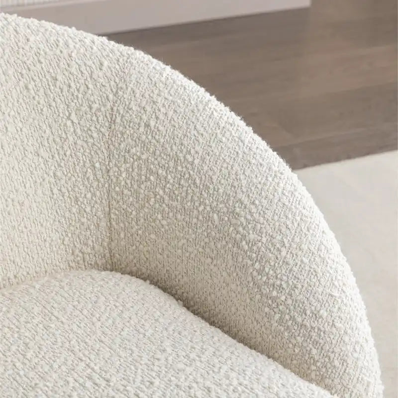 Cream White 31 Boucle Barrel Chair with Swivel Base