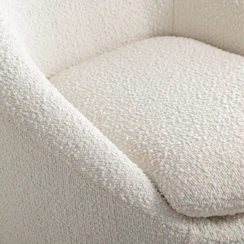 Cream White 31 Boucle Barrel Chair with Swivel Base