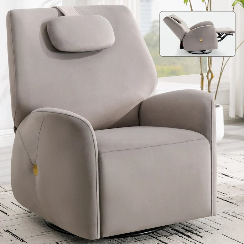 Swivel and Rocker Power Recliner Chair with Lumbar and Neck Support Pillow, Max Swivel Degree 270, USB and Type-C Ports