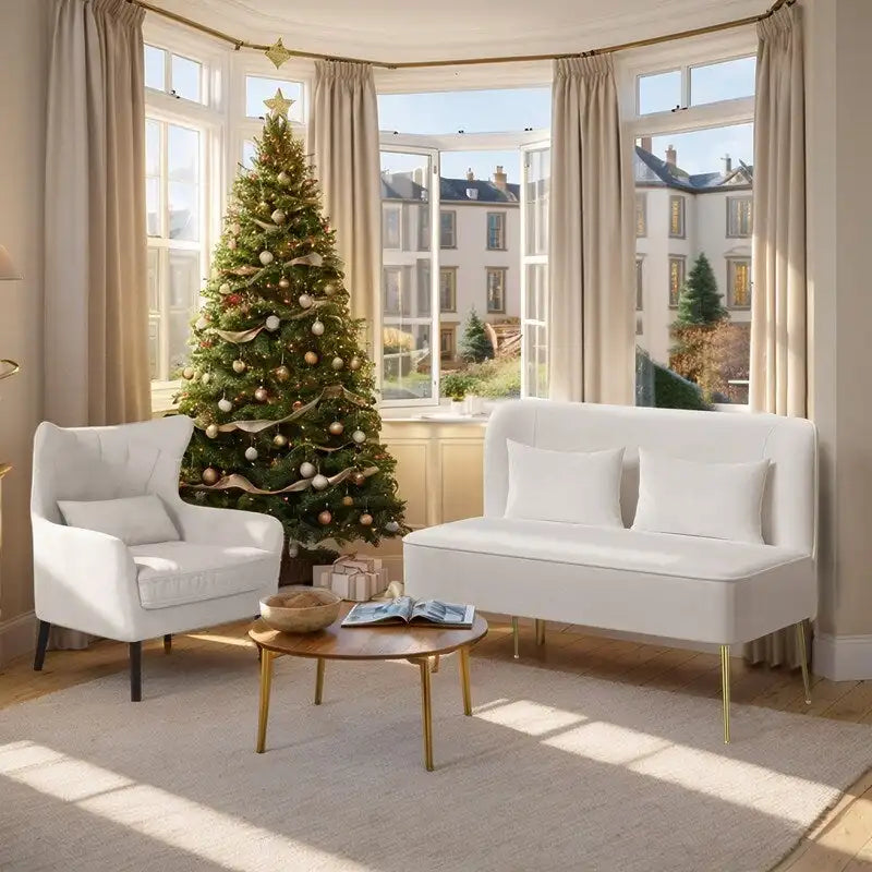 2-Piece Modern Velvet Living Room Couch Set Upholstered