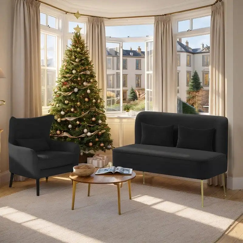 2-Piece Modern Velvet Living Room Couch Set Upholstered