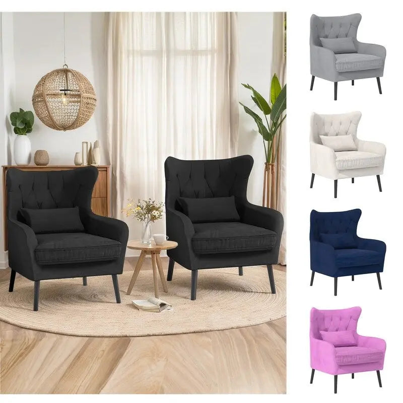 2-Piece Modern Velvet Living Room Couch Set Upholstered