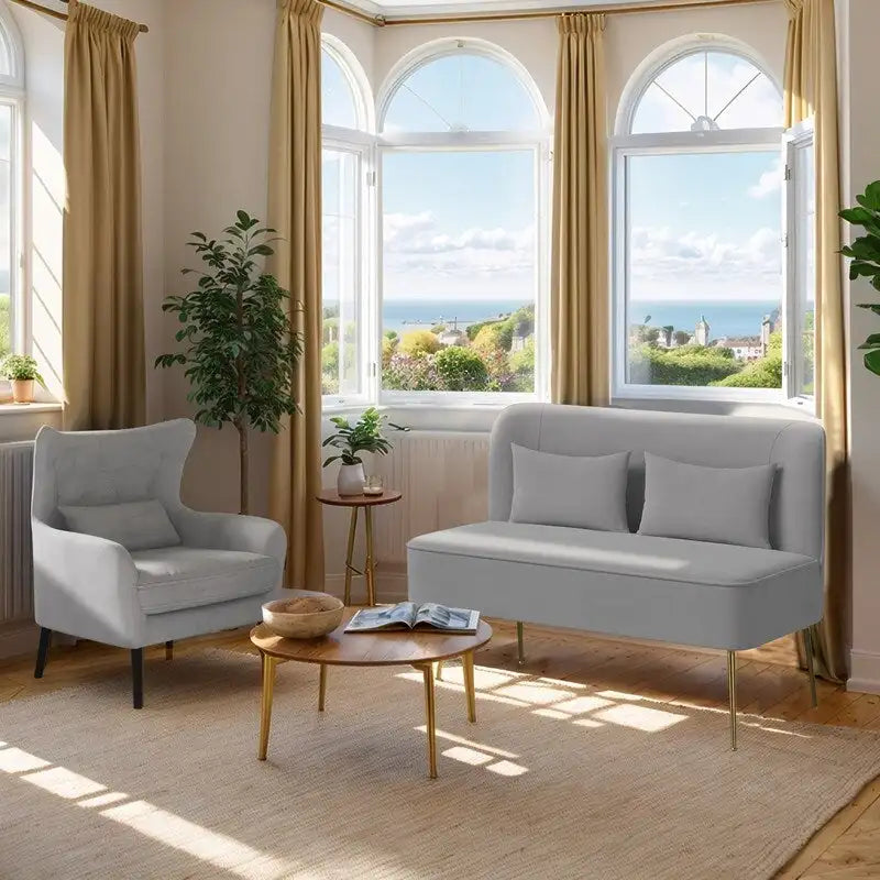 2-Piece Modern Velvet Living Room Couch Set Upholstered