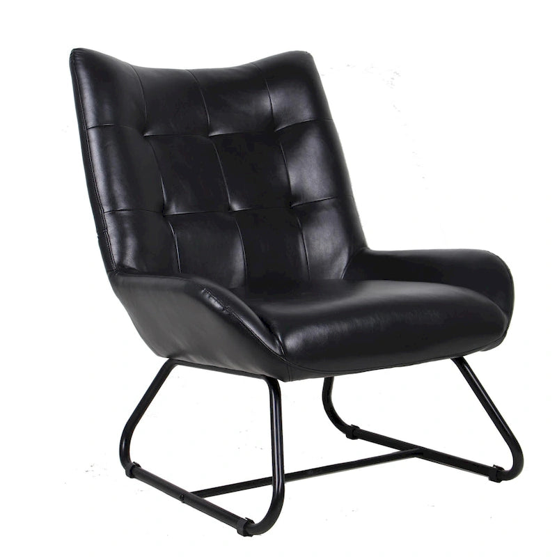 Glitzhome Set of 2 35.5H Leatherette Wingback Accent Chairs With Metal Legs