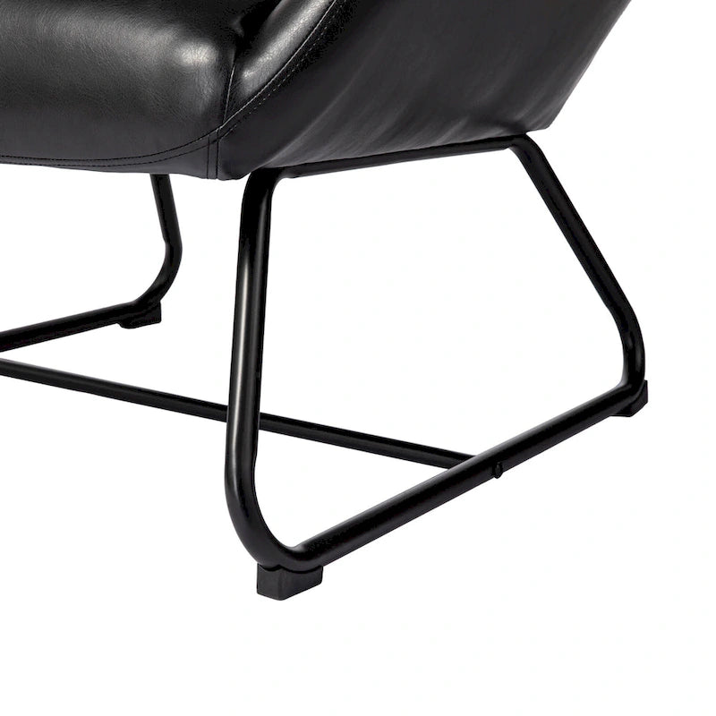Glitzhome Set of 2 35.5H Leatherette Wingback Accent Chairs With Metal Legs