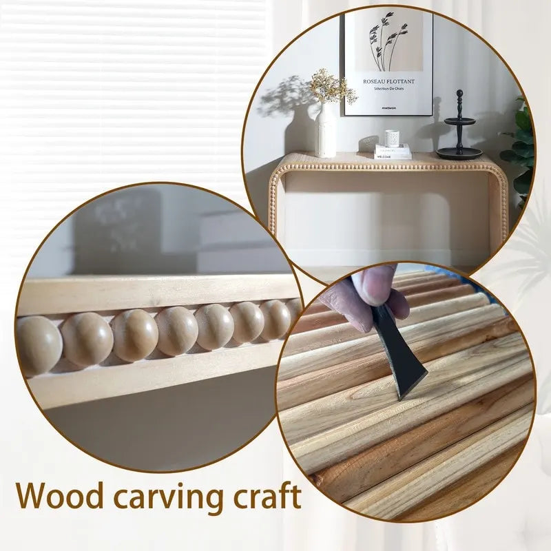 59 Entryway Table, Curved Waterfall-style Table,Console Table with Wood Beads