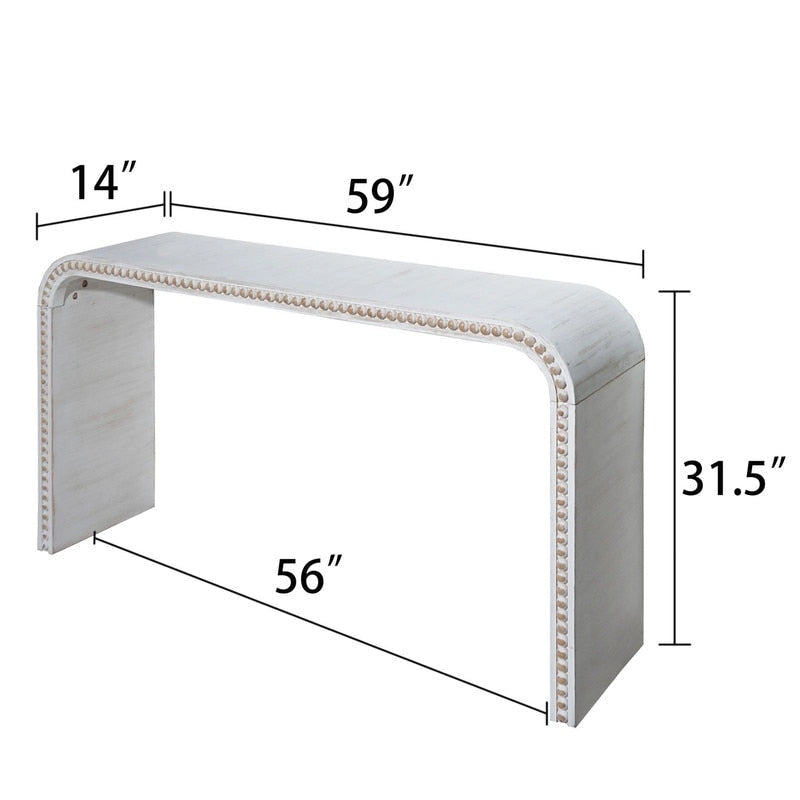 59 Entryway Table, Curved Waterfall-style Table,Console Table with Wood Beads