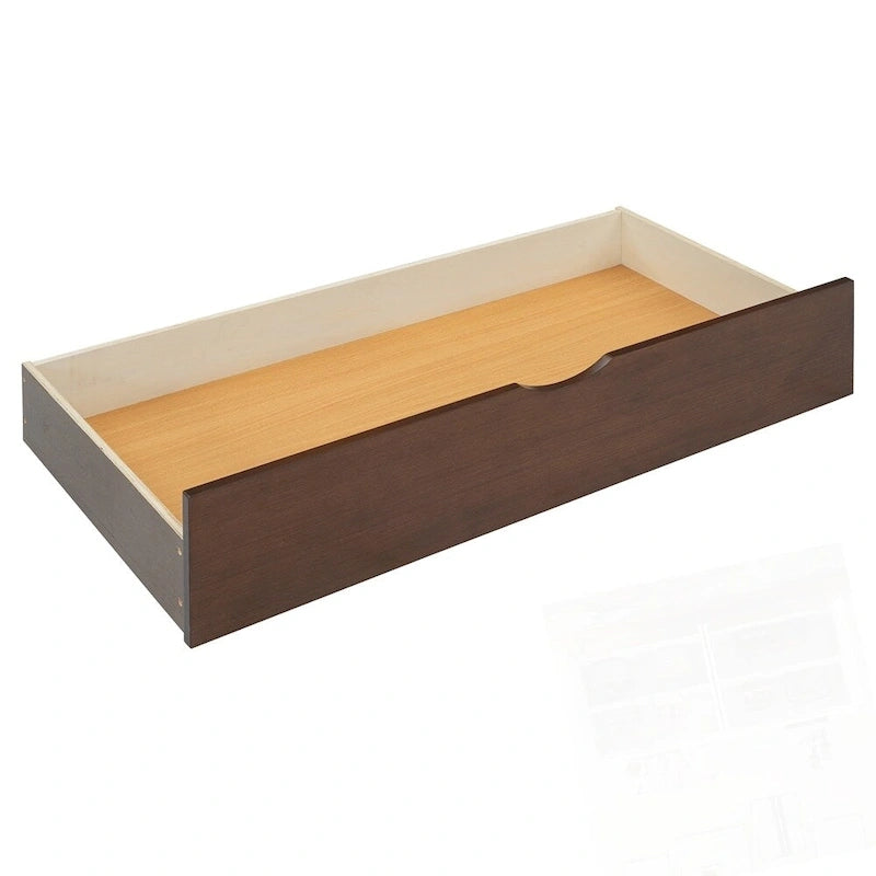 Wooden Storage Platform Bed with 2 Big Drawers and Twin-XL Size Trundle