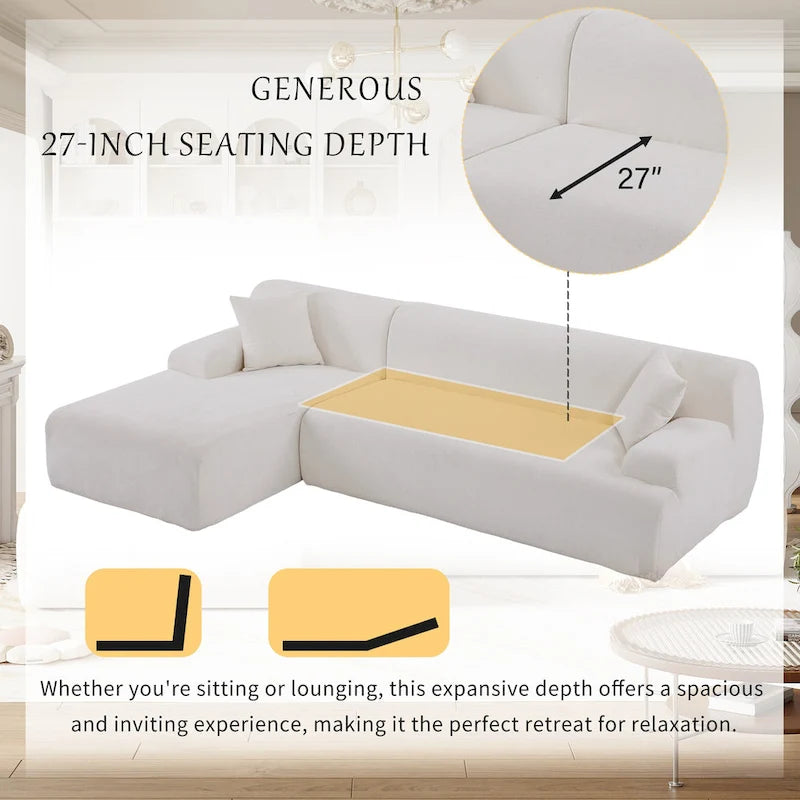 111 Polyester L-Shape Modular Sectional Sofa with High-Density Foam, 27 Deep Seat and Anti-Wrinkle Chenille Fabric