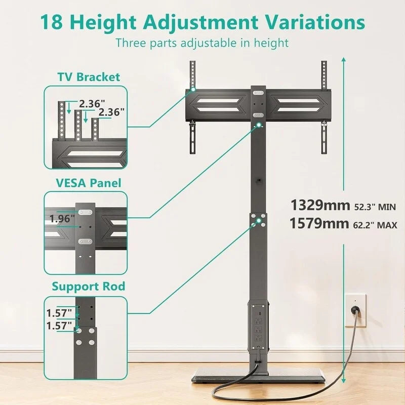 Floor TV Stand with Power Outlet