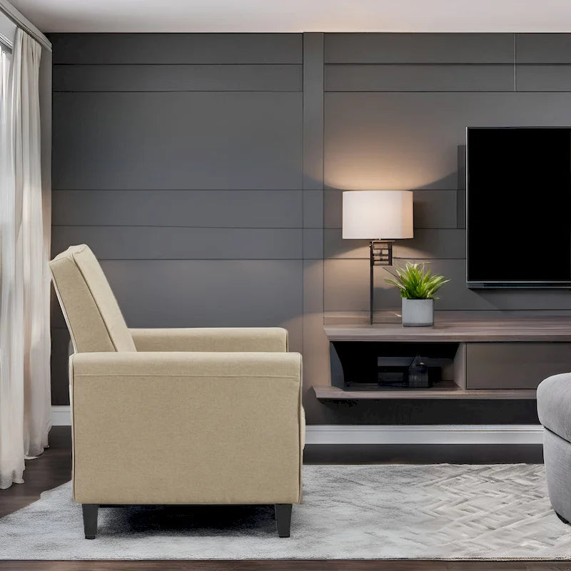Pushback Recliner Chair  Compact Home Theater Seating with Armrests & Adjustable Footrest, Perfect for Small Spaces