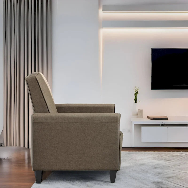 Pushback Recliner Chair  Compact Home Theater Seating with Armrests & Adjustable Footrest, Perfect for Small Spaces