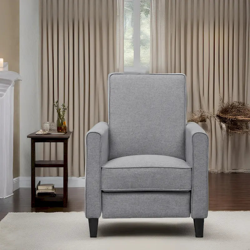 Pushback Recliner Chair  Compact Home Theater Seating with Armrests & Adjustable Footrest, Perfect for Small Spaces
