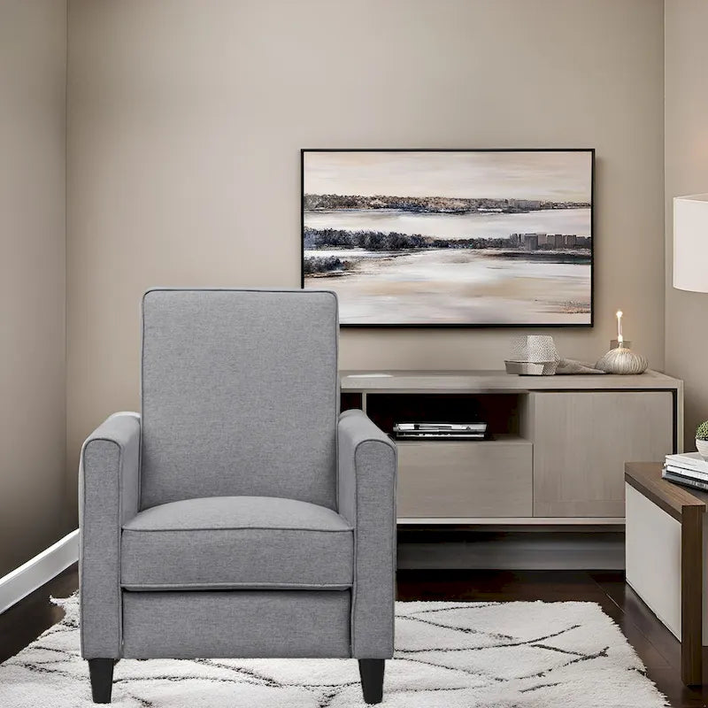 Pushback Recliner Chair  Compact Home Theater Seating with Armrests & Adjustable Footrest, Perfect for Small Spaces